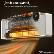 HOMCOM Aerotermă Electrică Ceramică de Perete 2000W cu 3 Moduri, Temperatură Reglabilă, Timer și Telecomandă, Alb