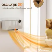 HOMCOM Aerotermă Electrică Ceramică de Perete 2000W cu 3 Moduri, Temperatură Reglabilă, Timer și Telecomandă, Alb