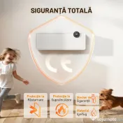 HOMCOM Aerotermă Electrică Ceramică de Perete 2000W cu 3 Moduri, Temperatură Reglabilă, Timer și Telecomandă, Alb
