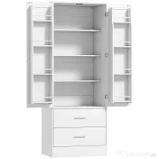 HOMCOM Servantă de Bucătărie cu Dulap, 8 Rafturi pentru Condimente și 2 Sertare, 60x40x159 cm, Alb 