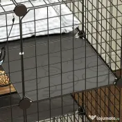 PawHut Cușcă pentru Pisici Gard Personalizabil pe 3 Niveluri, 105 cm, Negru 
