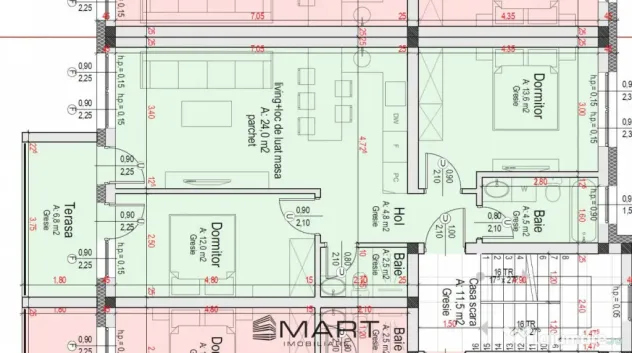 Apartament 3 camere 62mp etaj 2 cartier Davinci Cristian