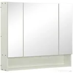 Kleankin Dulap cu oglinda cu raft reglabil, MDF Sticla 90x15x75cm, Alb