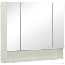 Kleankin Dulap cu oglinda cu raft reglabil, MDF Sticla 90x15x75cm, Alb