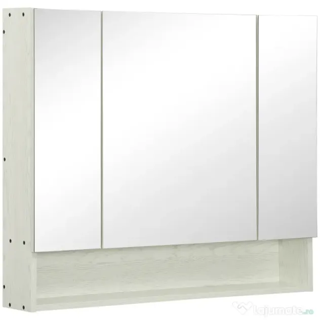 Kleankin Dulap cu oglinda cu raft reglabil, MDF Sticla 90x15x75cm, Alb
