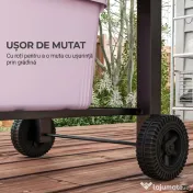 Outsunny Grătar de Grădină pe 2 Roți cu Grilaj, Afumător și Arzător, din Metal și Fontă, 124x66x112 cm, Negru 