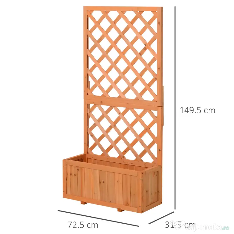 Outsunny Ghiveci pentru Extern din Lemn cu Spatar pentru Plante Cataratoare