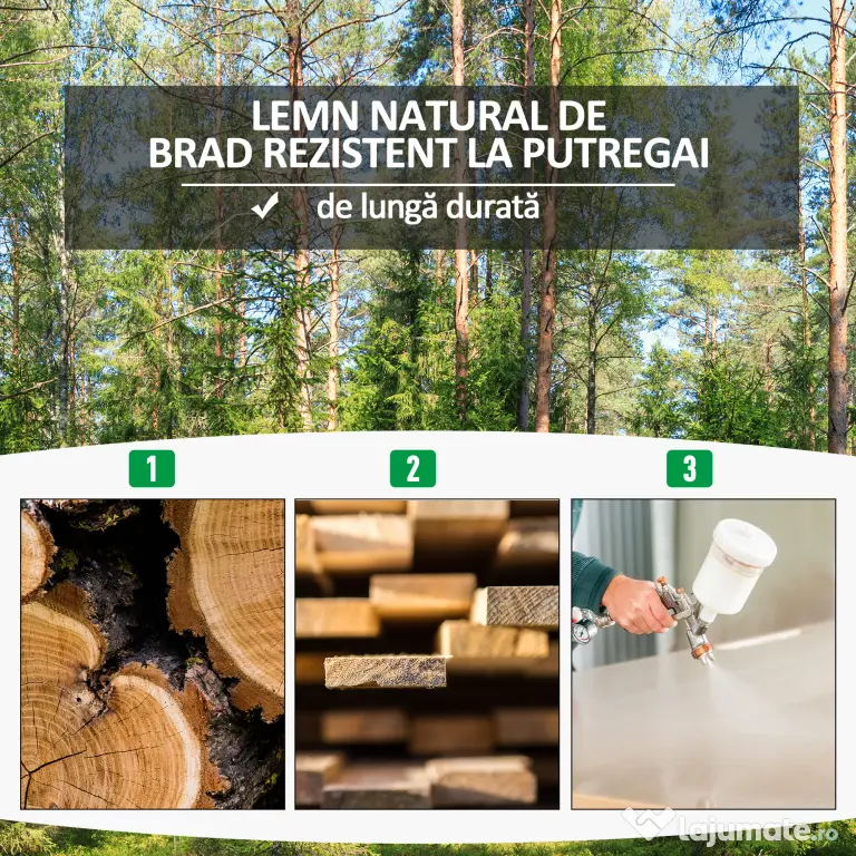 Outsunny Ghiveci pentru Extern din Lemn cu Spatar pentru Plante Cataratoare