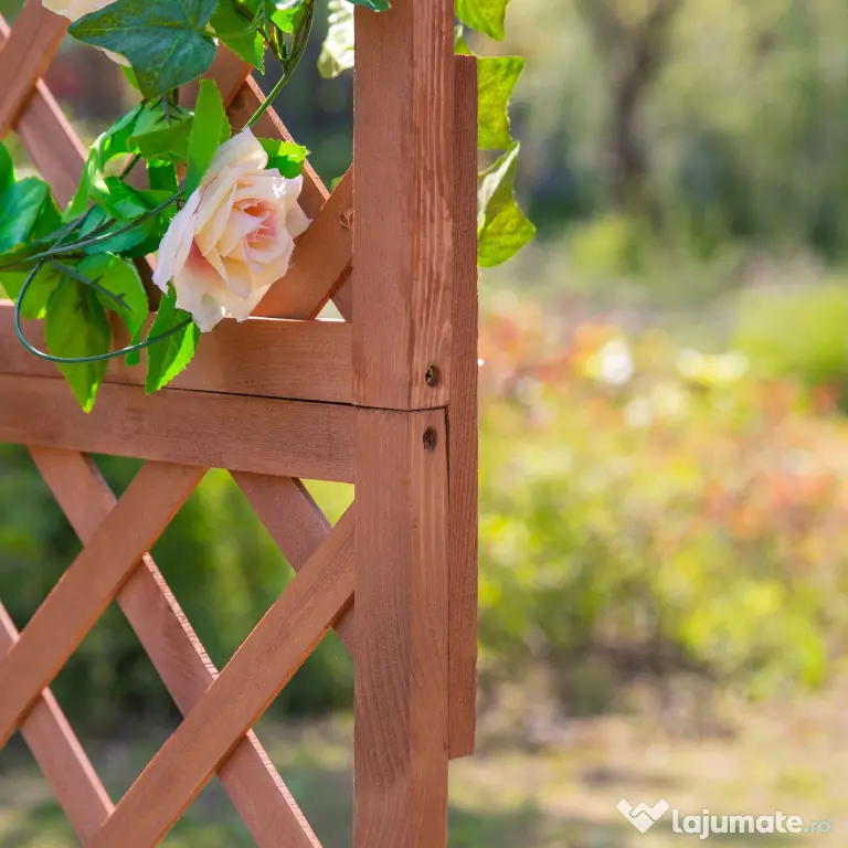 Outsunny Ghiveci pentru Extern din Lemn cu Spatar pentru Plante Cataratoare