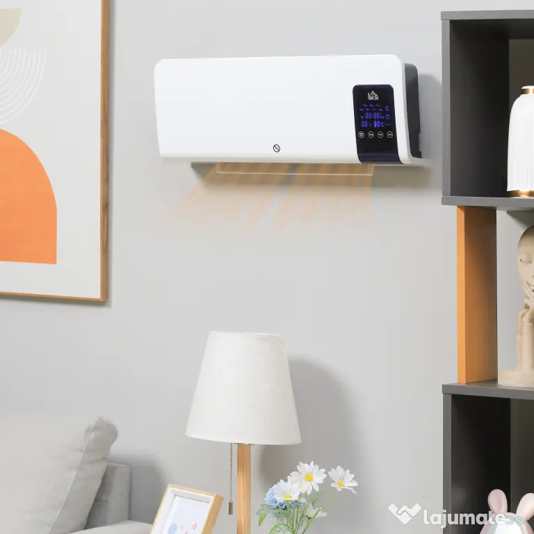 Homcom incalzitor Electric de Perete – 1000/2000W, Timer & Oscilatie