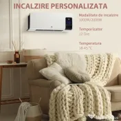 Homcom incalzitor Electric de Perete – 1000/2000W, Timer & Oscilatie 