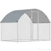 PawHut Adăpost și Țarc pentru Găini de Exterior, din Oțel, 2,8x1,7x1,9m, Argintiu