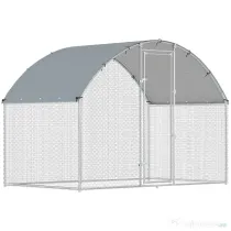 PawHut Adăpost și Țarc pentru Găini de Exterior, din Oțel, 2,8x1,7x1,9m, Argintiu