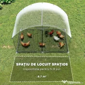 PawHut Adăpost și Țarc pentru Găini de Exterior, din Oțel, 2,8x1,7x1,9m, Argintiu