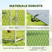 PawHut Adăpost și Țarc pentru Găini de Exterior, din Oțel, 2,8x1,7x1,9m, Argintiu