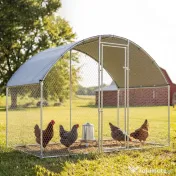 PawHut Adăpost și Țarc pentru Găini de Exterior, din Oțel, 2,8x1,7x1,9m, Argintiu