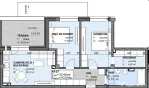 Apartament 3 camere semidecomandat 59.45mp, Semifinisat, Est