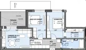 Apartament 3 camere semidecomandat 59.45mp, Semifinisat, Est 