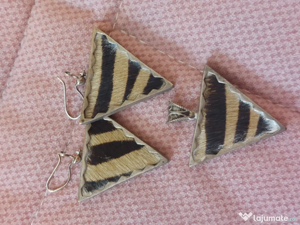 Set argint unicat cu blanita naturala
