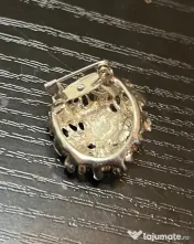 Broșă Vintage Cluster Autentică Mid-Century Anii 50-60 Strasuri Roșu-Rubiniu 