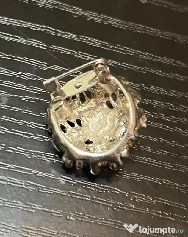 Broșă Vintage Cluster Autentică Mid-Century Anii 50-60 Strasuri Roșu-Rubiniu
