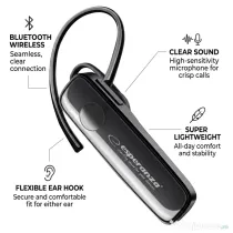 Cască Bluetooth, Conexiune 2 dispozitive, Autonomie de convorbire 3,5 ore, Negru