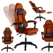 Scaun gaming, Functie masaj USB, Suport picioare,Tapiterie catifea,Perne incluse 
