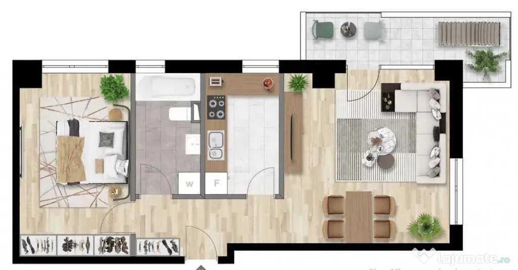 Apartament de 2 camere, decomandat, 53mp, balcon 6mp, Intre