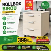 Stoc 100 buc Rollbox Profesional pe rotile cu 3 sertare metalice; Casetiera 