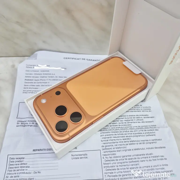 iPhone 17 Pro 5G, 256GB,Orange Nou,Neactivat Garantie Zeus Amanet Militari 36757