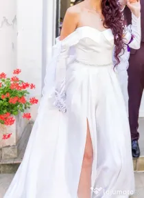 Rochie de mireasa superba, tafta regala marime mica xs/s