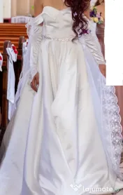 Rochie de mireasa superba, tafta regala marime mica xs/s 