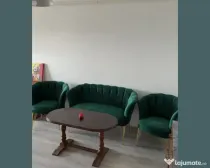 Set canapea și 2 fotolii catifea verde