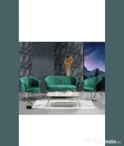 Set canapea și 2 fotolii catifea verde