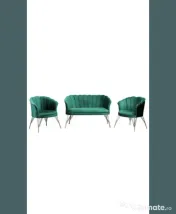 Set canapea și 2 fotolii catifea verde