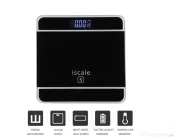 Cântar electronic Iscale S cu afișaj digital, realizat din sticlă și plastic 