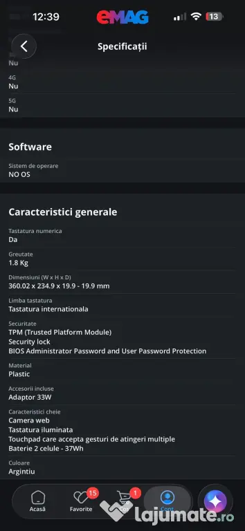 Laptop Asus A516KA-ca nou, cu incarcator si cutie-garantie pana in Noiembrie2026