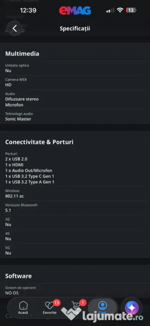 Laptop Asus A516KA-ca nou, cu incarcator si cutie-garantie pana in Noiembrie2026