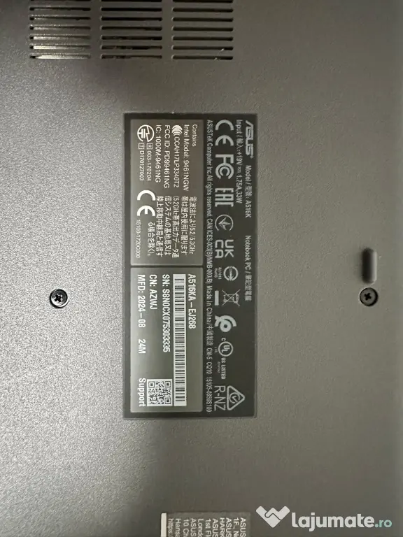 Laptop Asus A516KA-ca nou, cu incarcator si cutie-garantie pana in Noiembrie2026