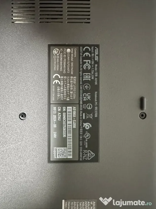Laptop Asus A516KA-ca nou, cu incarcator si cutie-garantie pana in Noiembrie2026