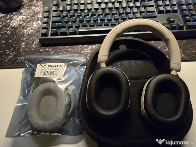 Casti SONY WH-1000XM5, Bluetooth, Over-ear, Microfon, Noise Cancelling