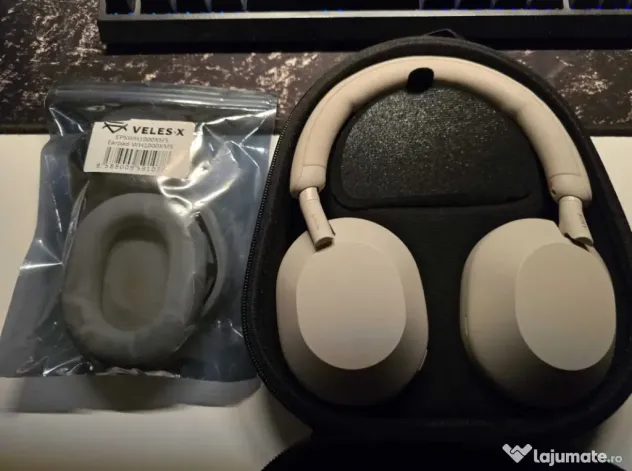 Casti SONY WH-1000XM5, Bluetooth, Over-ear, Microfon, Noise Cancelling