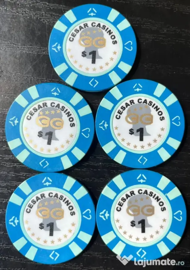 Set 5 Jetoane Cazino Vintage Cesar Casinos $1 – Memorabilia București anii 90