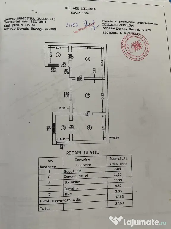 Casă de vânzare – 3 camere, teren 123 mp, toate utilitățile