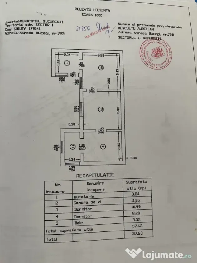 Casă de vânzare – 3 camere, teren 123 mp, toate utilitățile