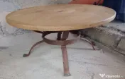 Masa de cafea rotunda blat lemn masiv 95 cm. diam 
