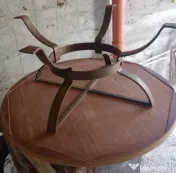 Masa de cafea rotunda blat lemn masiv 95 cm. diam 