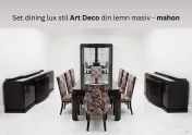 Set dining lux stil Art Deco din lemn masiv mahon - 14 piese de colectie 