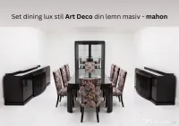 Set dining lux stil Art Deco din lemn masiv mahon - 14 piese de colectie