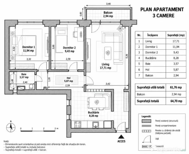 Vanzare Apartament 3 camere Lujerului, Militari, mobilat, langa metrou - Bucuresti (Bucuresti-Ilfov)
